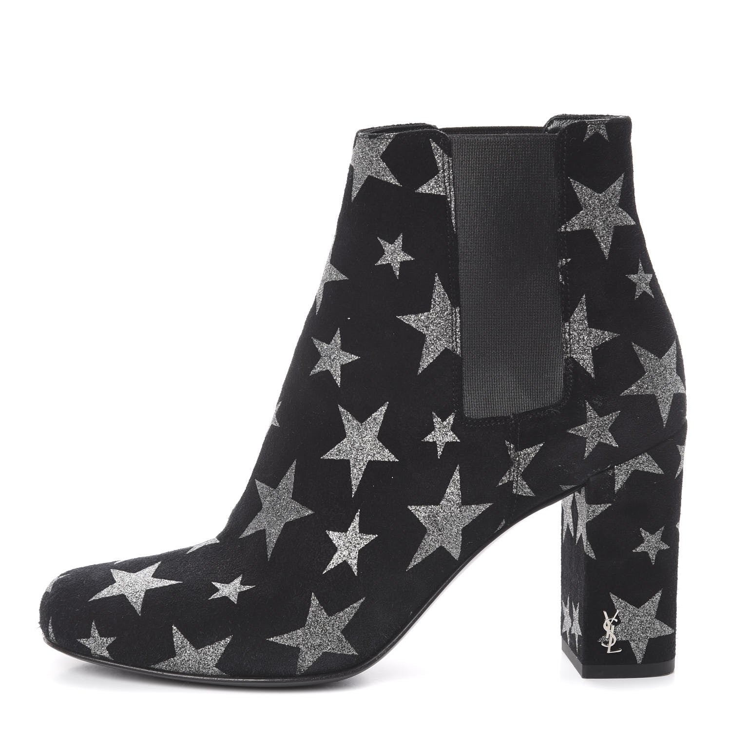 Saint Laurent Suede Glitter Stars Babies 90 Ankle Boots 36.5 Black Argent 1 of 7