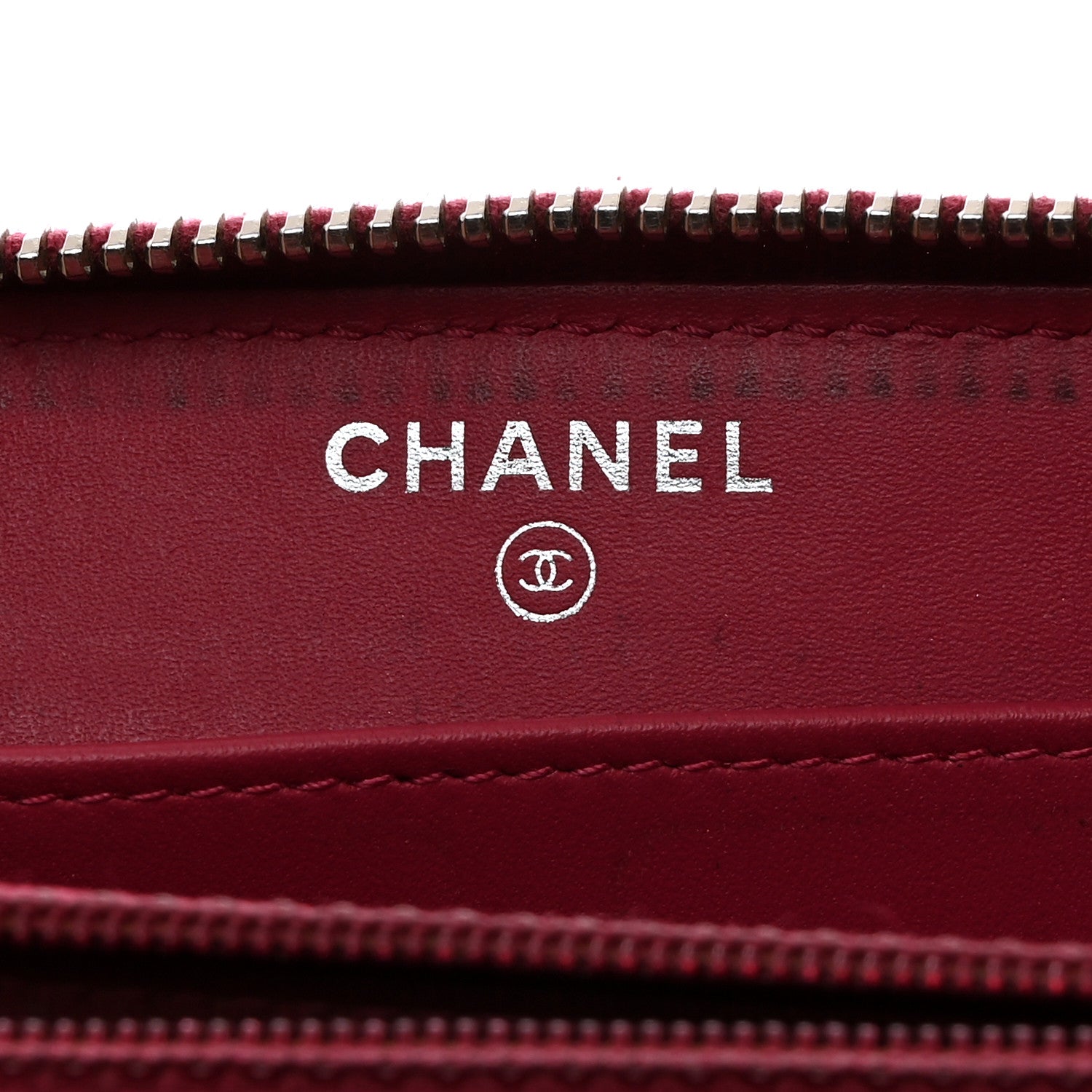 Chanel Patent Quilted Brilliant Zip Around Wallet Red 6 of 10