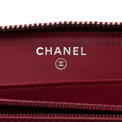 Chanel Patent Quilted Brilliant Zip Around Wallet Red 6 of 10