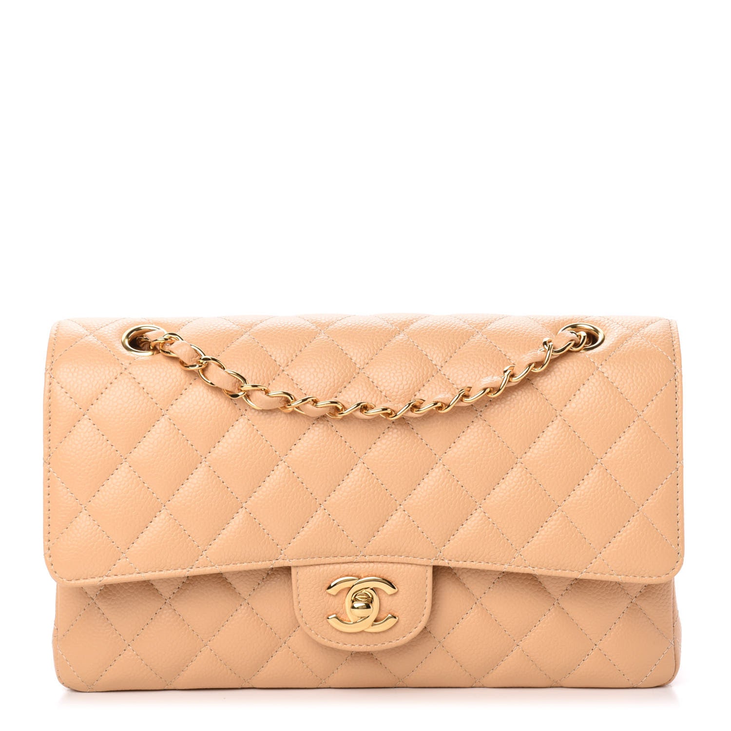 Chanel Caviar Quilted Medium Double Flap Beige 1 of 11