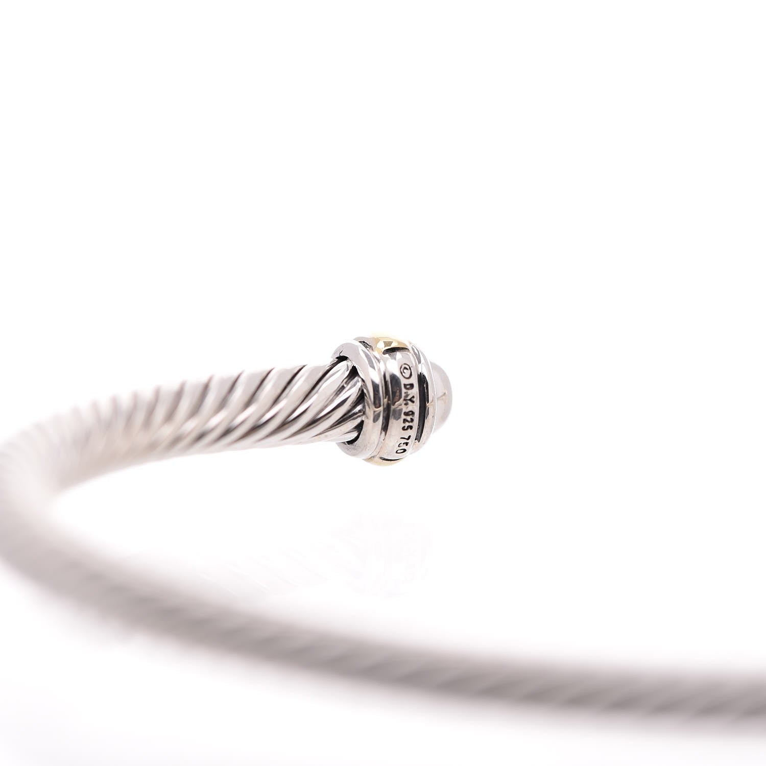 David Yurman Sterling Silver 18K Yellow Gold 4mm Cable Classics Bracelet 5 of 5