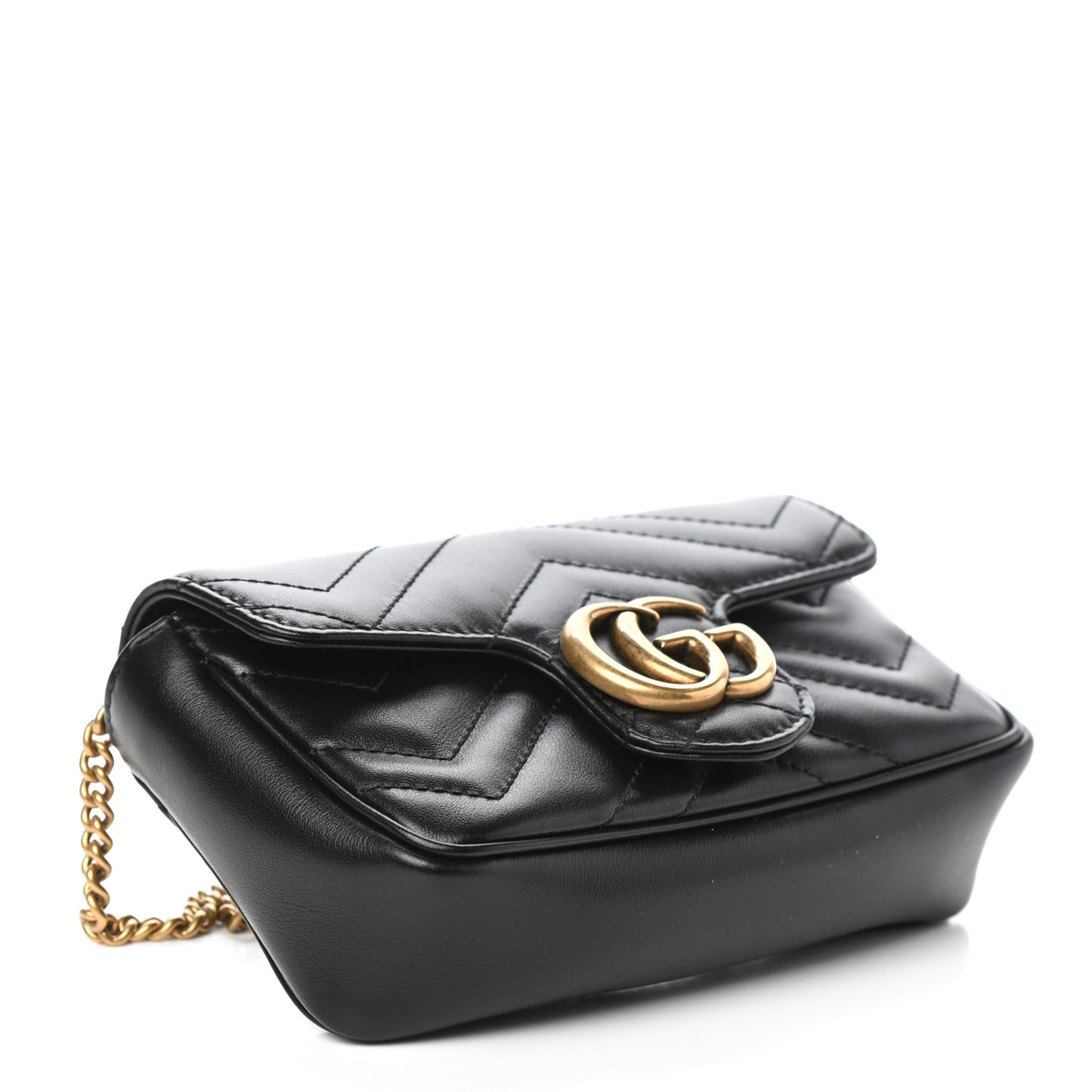 Calfskin Matelasse Super Mini GG Marmont Shoulder Bag Black