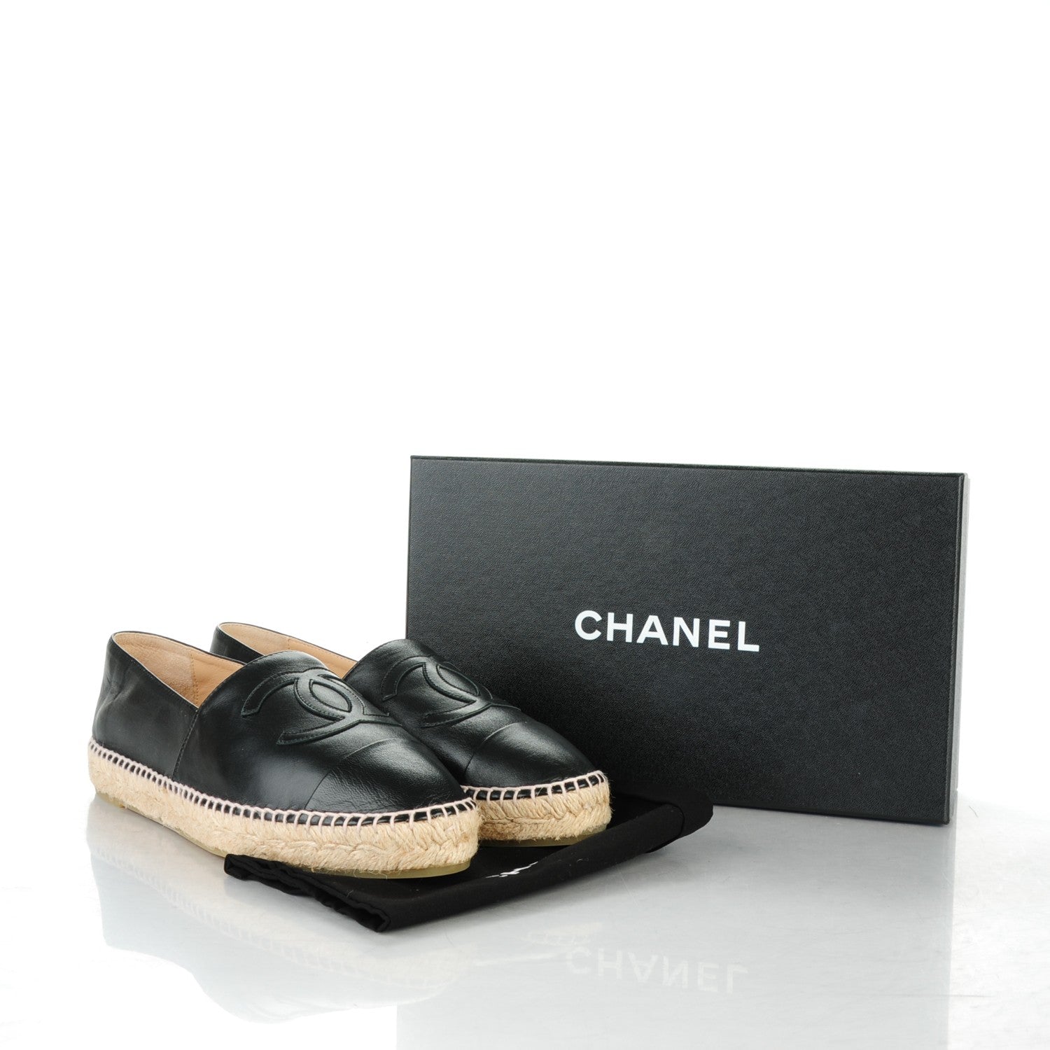 Chanel Lambskin CC Espadrilles 41 Black 9 of 9