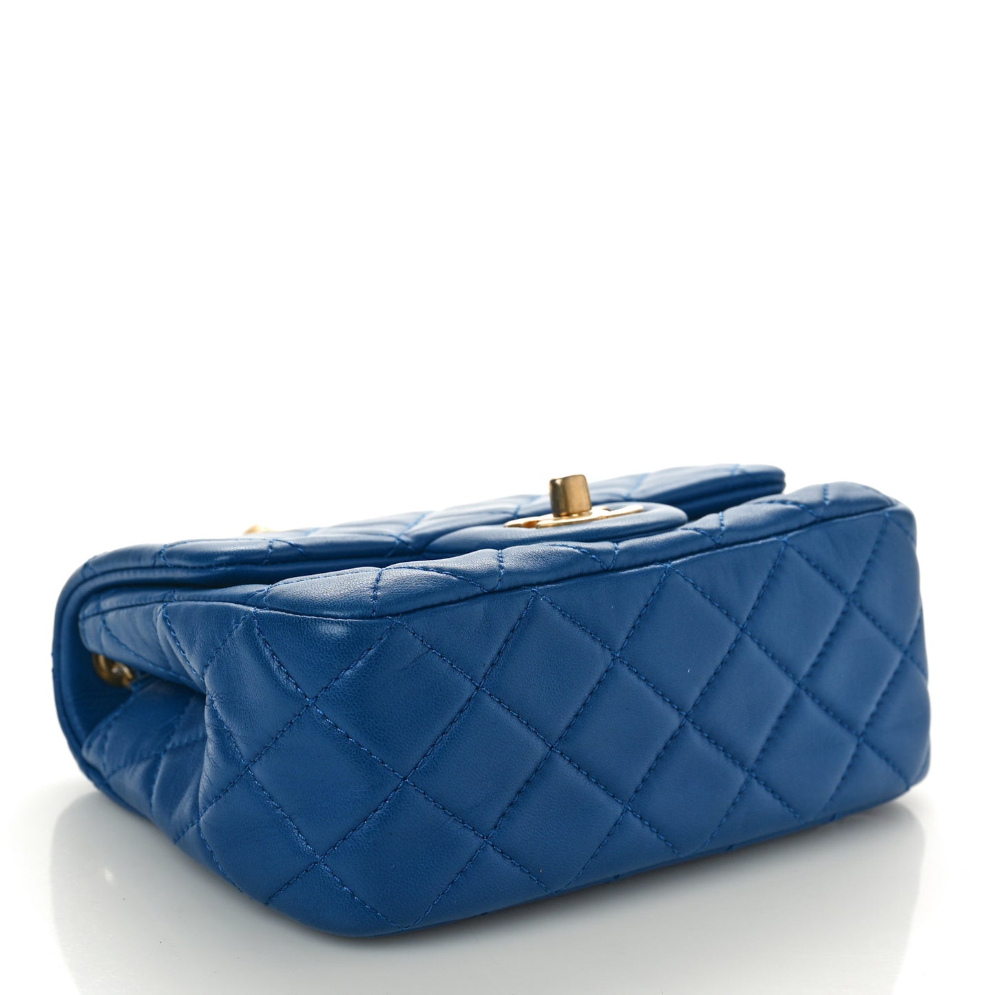 Lambskin Quilted Mini Pearl Crush Flap Blue