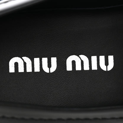 Miu Miu Spazzolato Penny Loafers 38 Black 7 of 10