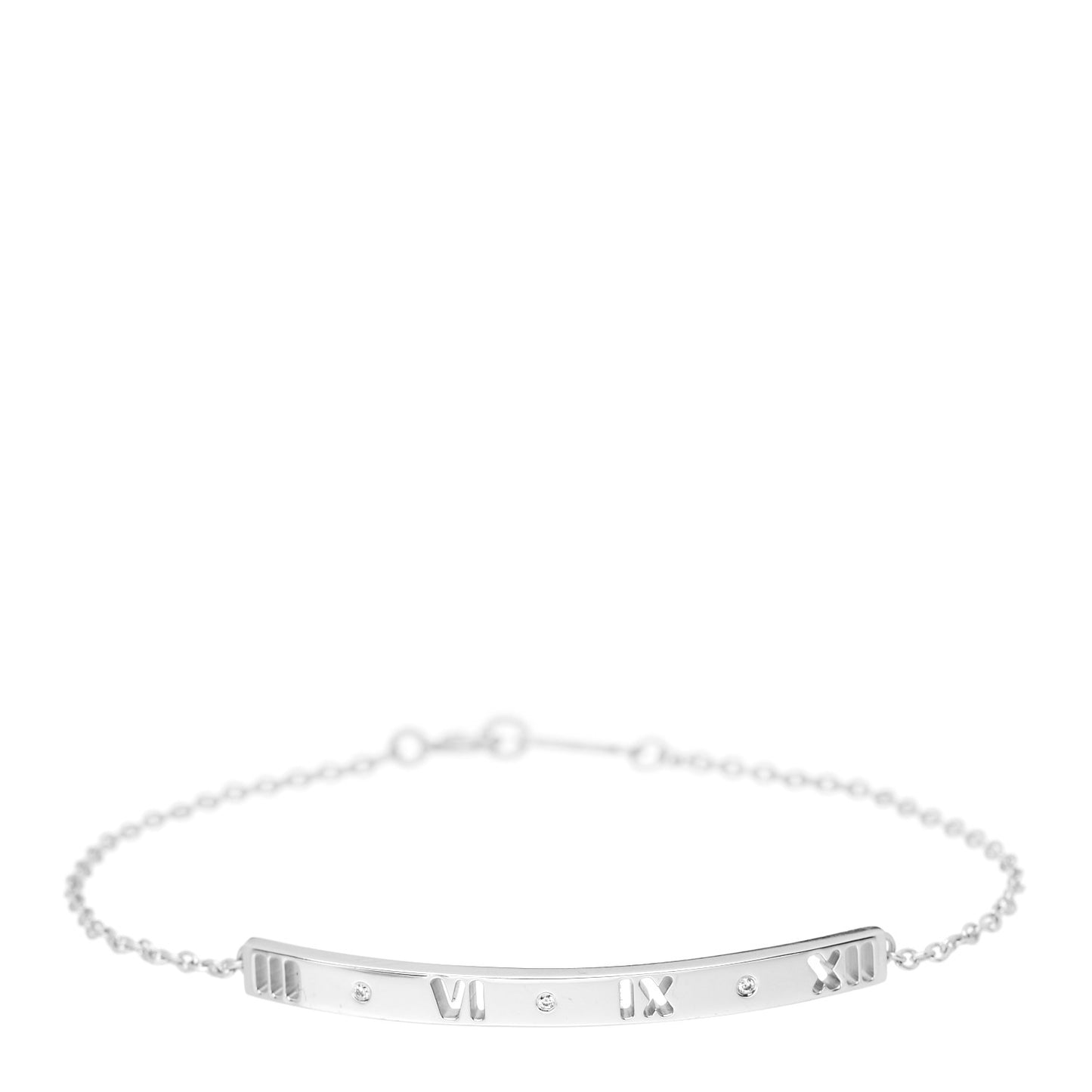 18K White Gold Diamond Atlas Bar Pierced Bracelet
