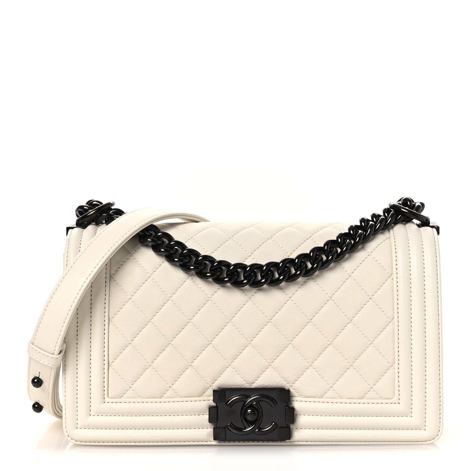 Chanel Calfskin Quilted Medium Boy Flap White 1 of 12