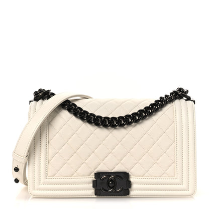Chanel Calfskin Quilted Medium Boy Flap White 1 of 12