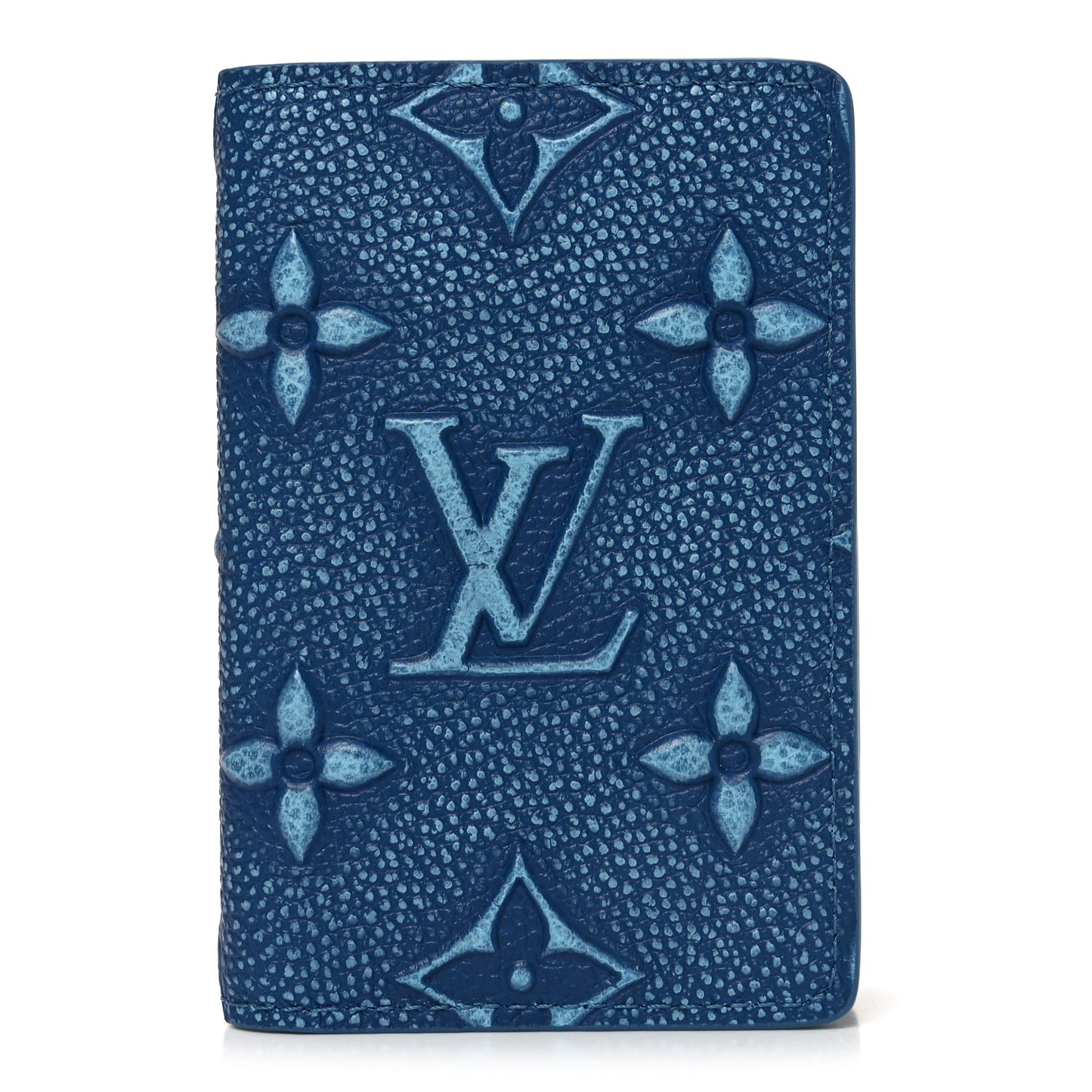 Faded Calfskin Monogram Pocket Organizer Denim Blue