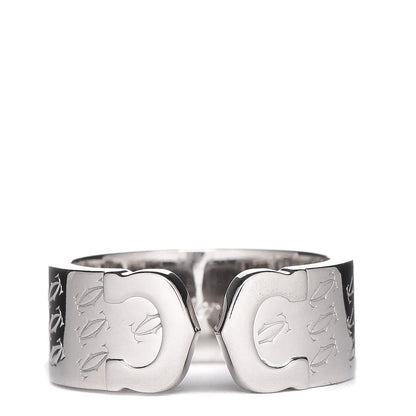 Cartier 18K White Gold C De Christmas Ring 53 6.25 1 of 6