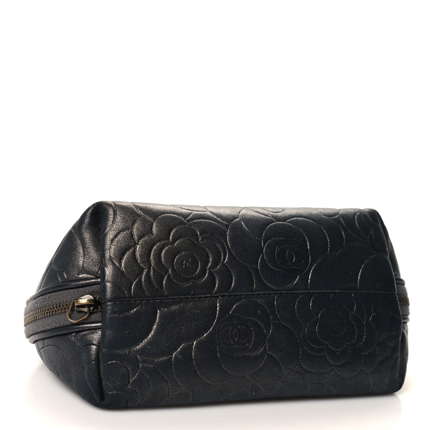 Chanel Goatskin Camellia Embossed Cosmetic Case Grey 4 of 9