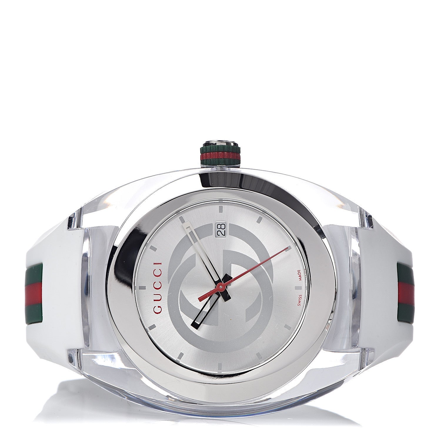 Gucci Stainless Steel Rubber 46mm Sync Web Quartz Watch White 3 of 7