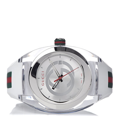 Gucci Stainless Steel Rubber 46mm Sync Web Quartz Watch White 3 of 7