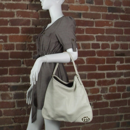 Gucci Leather New Britt Medium Hobo Ivory 2 of 9