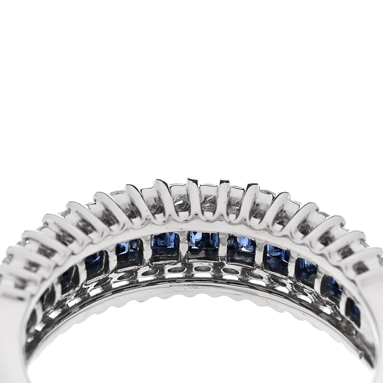Parker & West by FASHIONPHILE Platinum Diamond Blue Sapphire 0.50ctw Three Row Ring 53 6.5 8 of 9