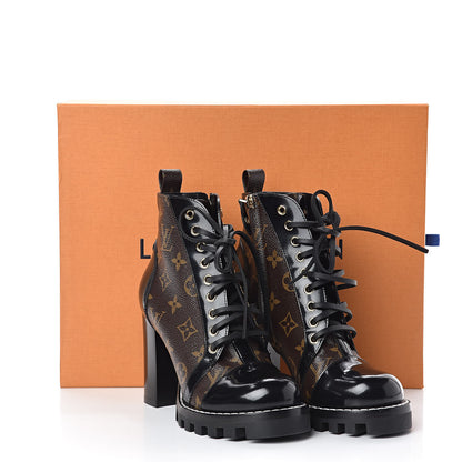 Louis Vuitton Patent Calfskin Monogram Star Trail Ankle Boots 36 Black 7 of 7