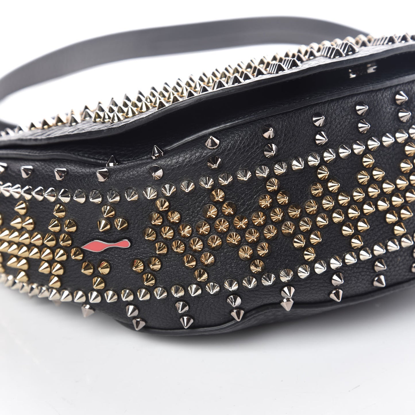 Calfskin Mix Chevron Spikes Panettone Messenger Black