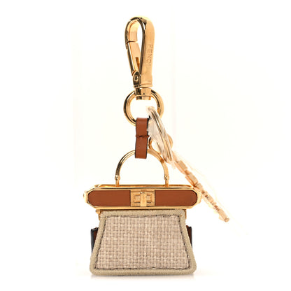 Fendi Lambskin Fendiroma Peekaboo Key Case Ecru Brandy 1 of 5