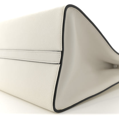 Prada Saffiano City Calfskin Greche Paradigme Bag White Black 9 of 12