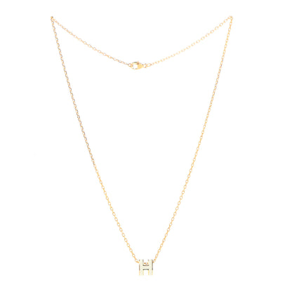 Hermes Lacquered Gold Mini Pop H Pendant Necklace White 3 of 7