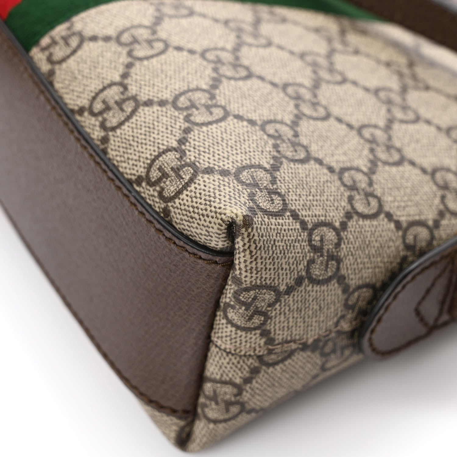 Gucci GG Supreme Monogram Textured Dollar Calfskin Web Small Ophidia Dome Shoulder Bag Beige Ebony New Acero 13 of 13