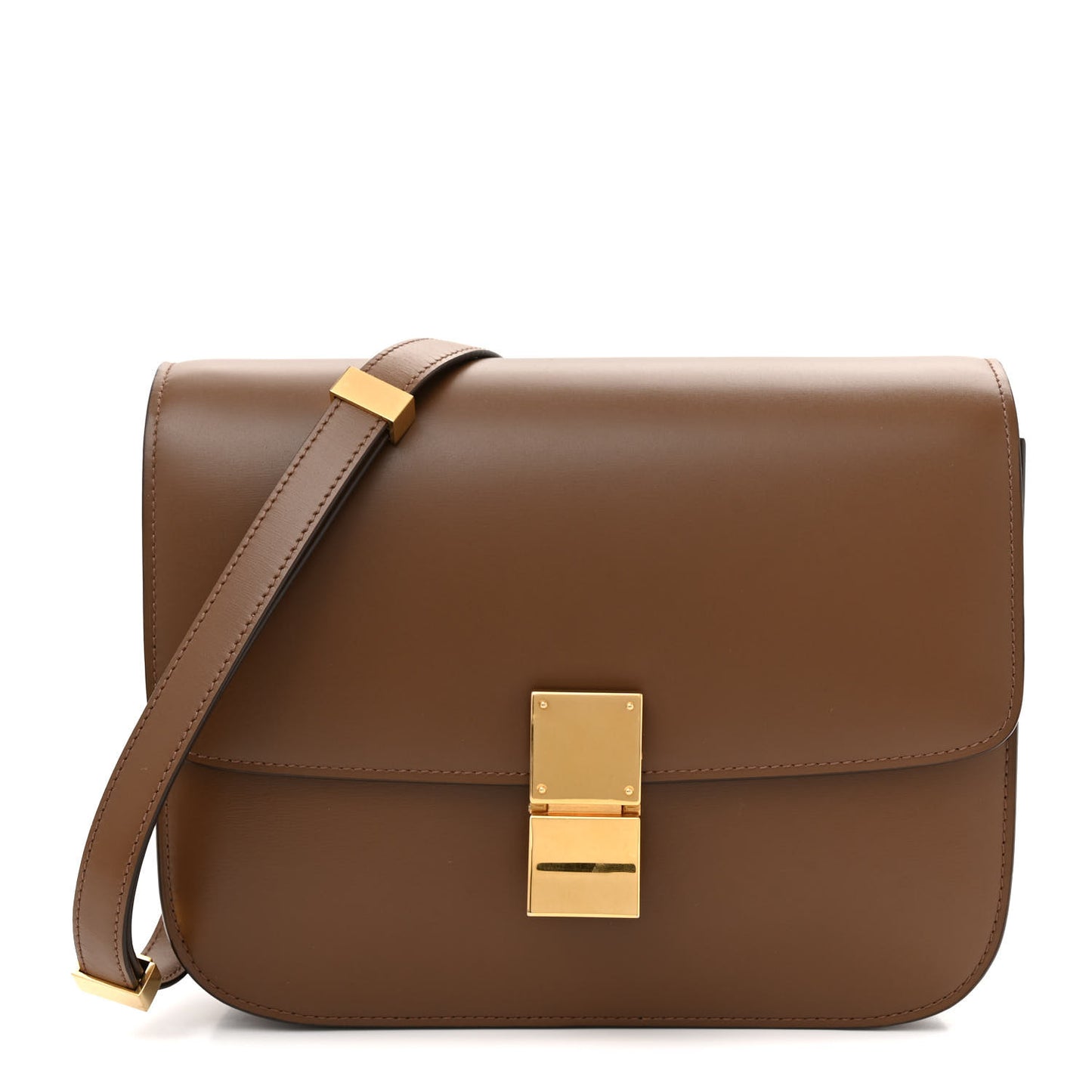 Box Calfskin Medium Classic Box Flap Bag Camel
