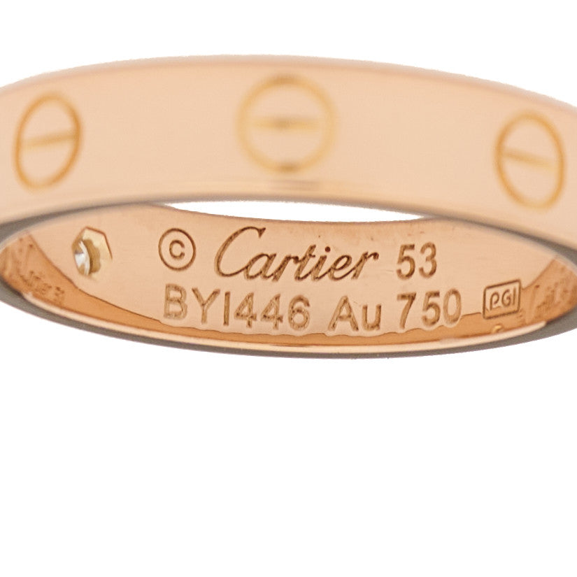 18K Pink Gold Diamond 4mm LOVE Wedding Band Ring 53 6.5