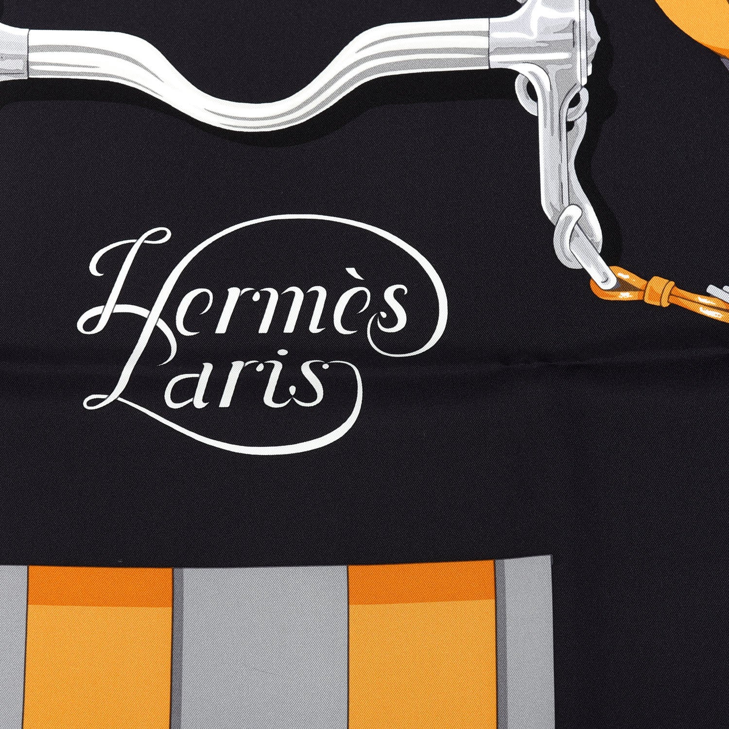 Hermes Silk Grand Manege Detail Scarf 90 Black Etoupe Caramel 2 of 6