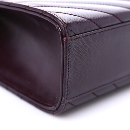 Saint Laurent Grain De Poudre Matelasse Chevron Large Monogram Satchel Rouge Legion 8 of 10