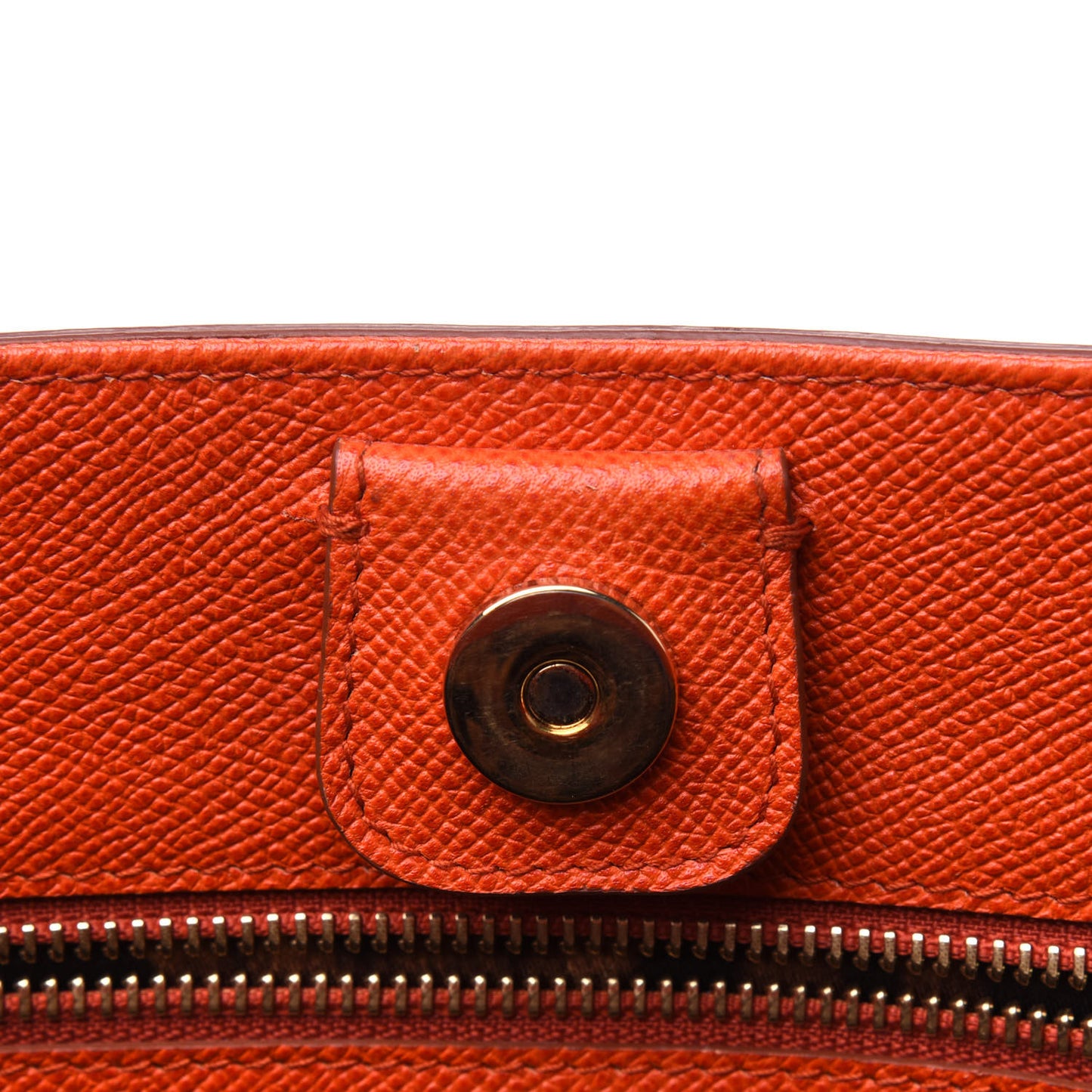 Textured Calfskin Bucket Tote Orange