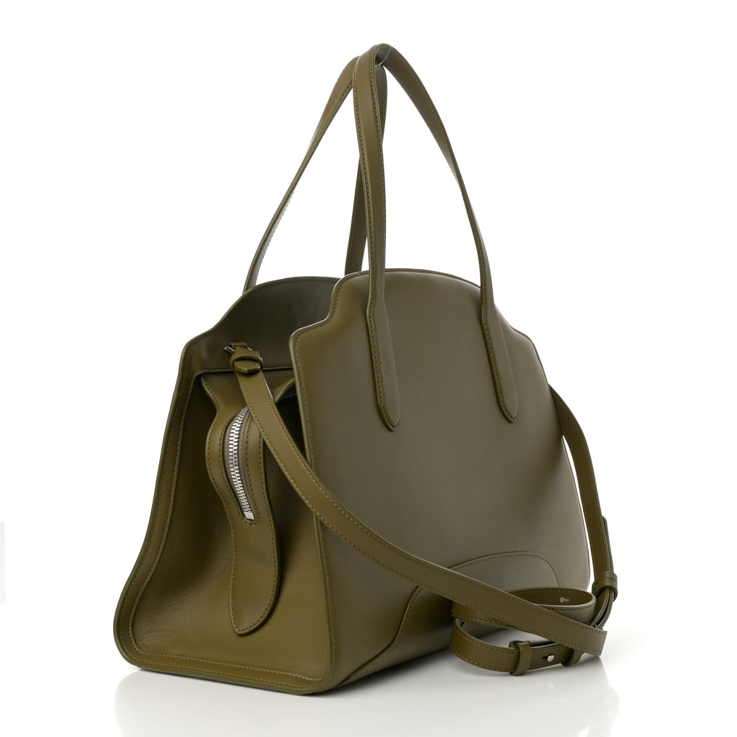 Smooth Calfskin Large Sesia Olive Leaf