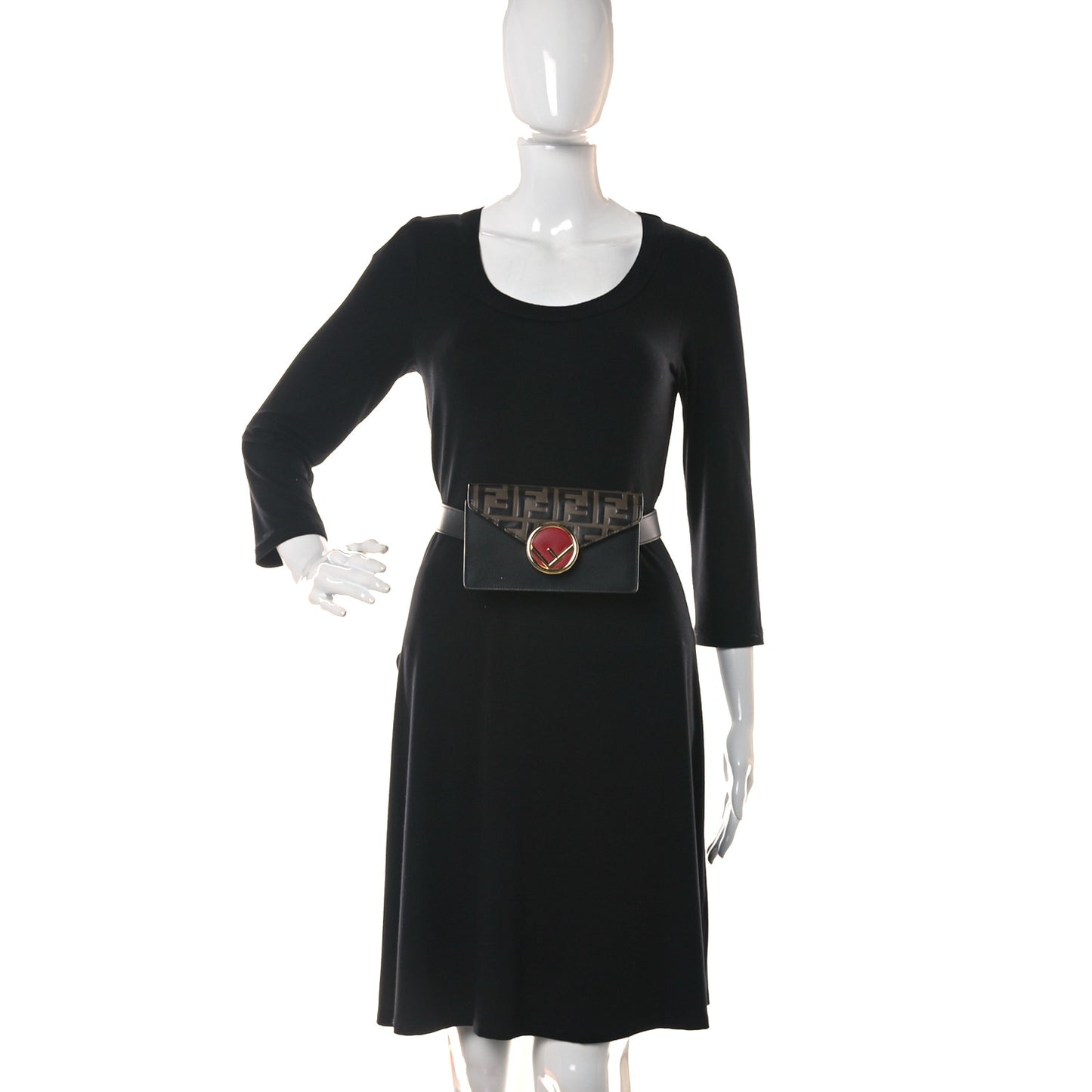 Vitello Liberty F is Fendi Bi-Color FF 1974 Embossed Envelope Belt Bag Maya Black