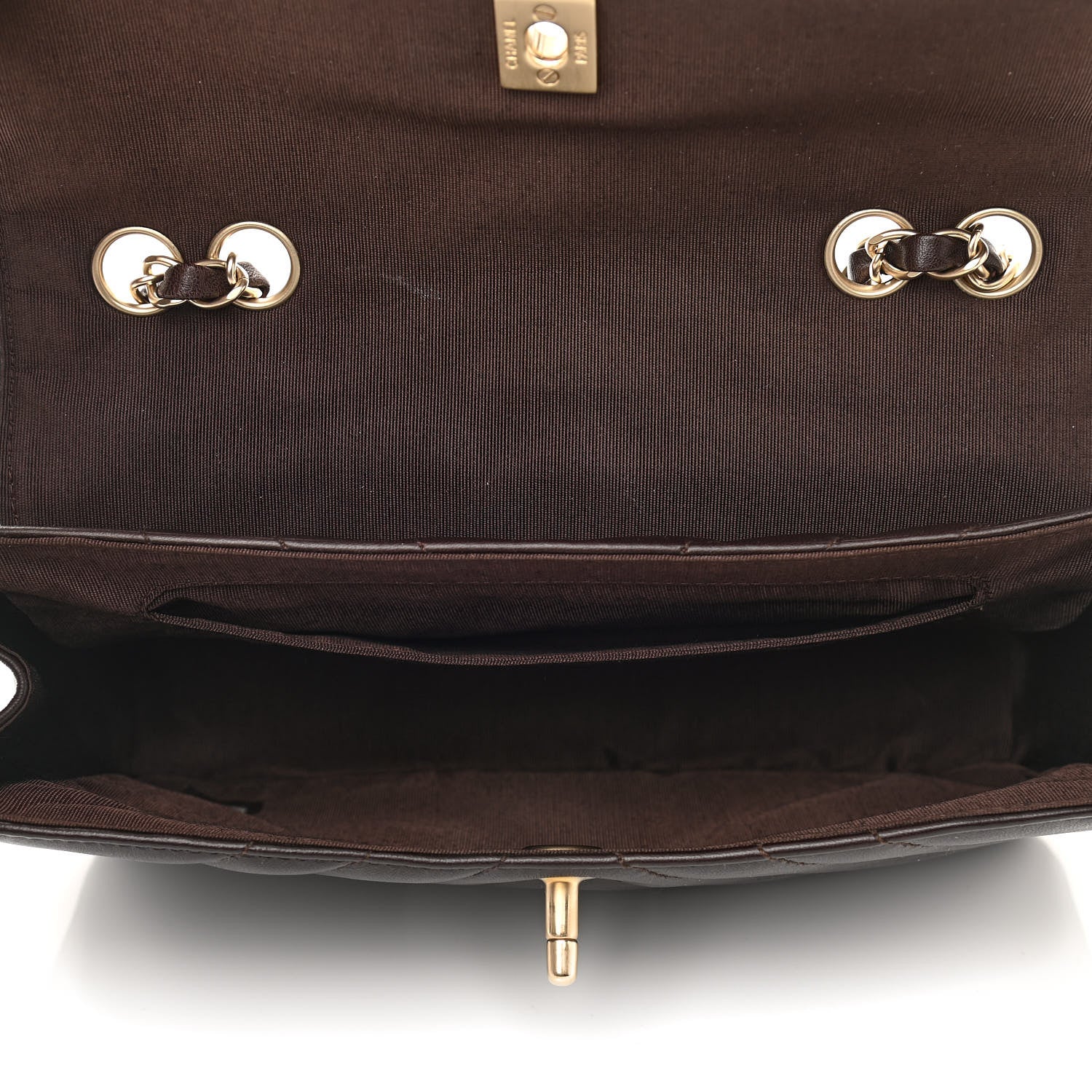 Chanel Lambskin Chevron Quilted Medium Single Flap Bag Dark Brown 4 of 10