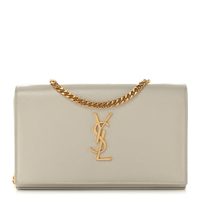 Saint Laurent Calfskin Lizard Embossed Cassandre Wallet On Chain WOC Crema Soft 1 of 12