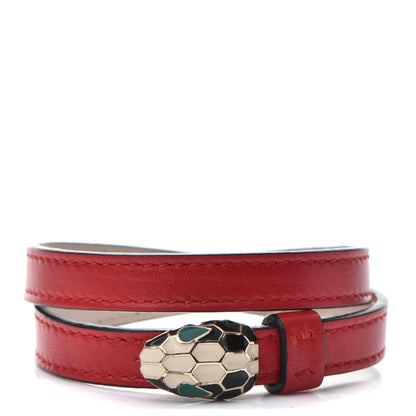 Bulgari Calfskin Serpenti Forever Double Coil Bracelet M Red 1 of 6
