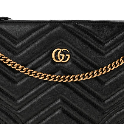 Gucci Azalea Calfskin Matelasse Heart Medium GG Marmont Slim Shoulder Bag Black 8 of 11