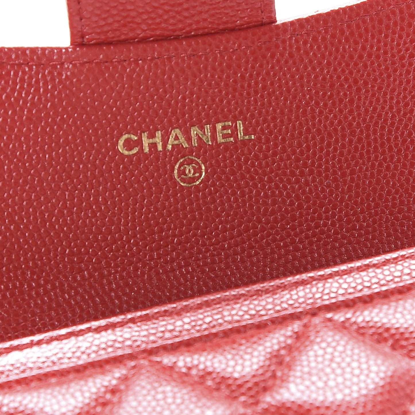 Caviar Quilted Flap Card Holder Wallet Red