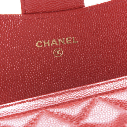 Chanel Caviar Quilted Flap Card Holder Wallet Red 5 of 10