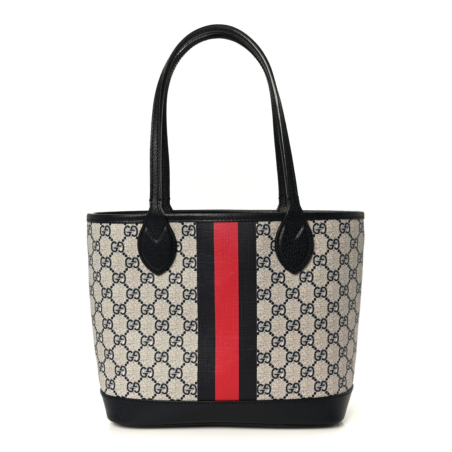 Gucci GG Supreme Monogram Textured Dollar Calfskin Web Small Ophidia Tote Beige Blue 1 of 11