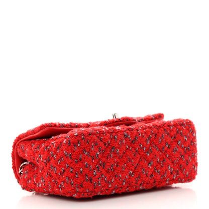Chanel Tweed Quilted Mini Rectangular Flap Red Grey 4 of 12