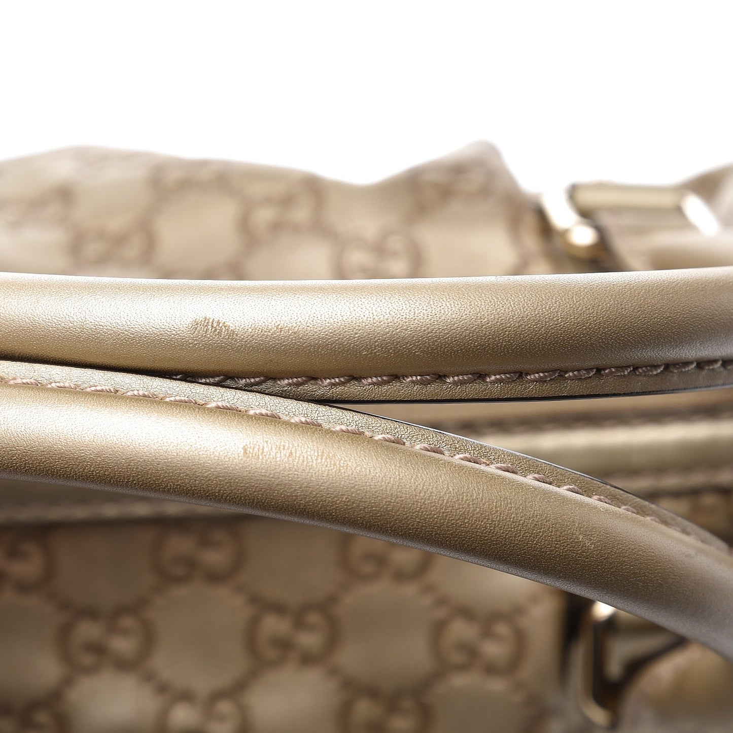 Metallic Soft Guccissima Medium Sukey Top Handle Bag Champagne