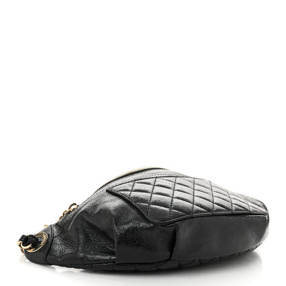 Chanel Crumpled Glazed Lambskin Quilted Waist Bag Fanny Pack Black 4 of 11