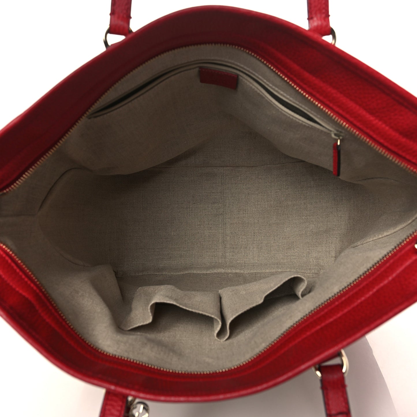 Monogram Bree Zippered Tote Beige Red