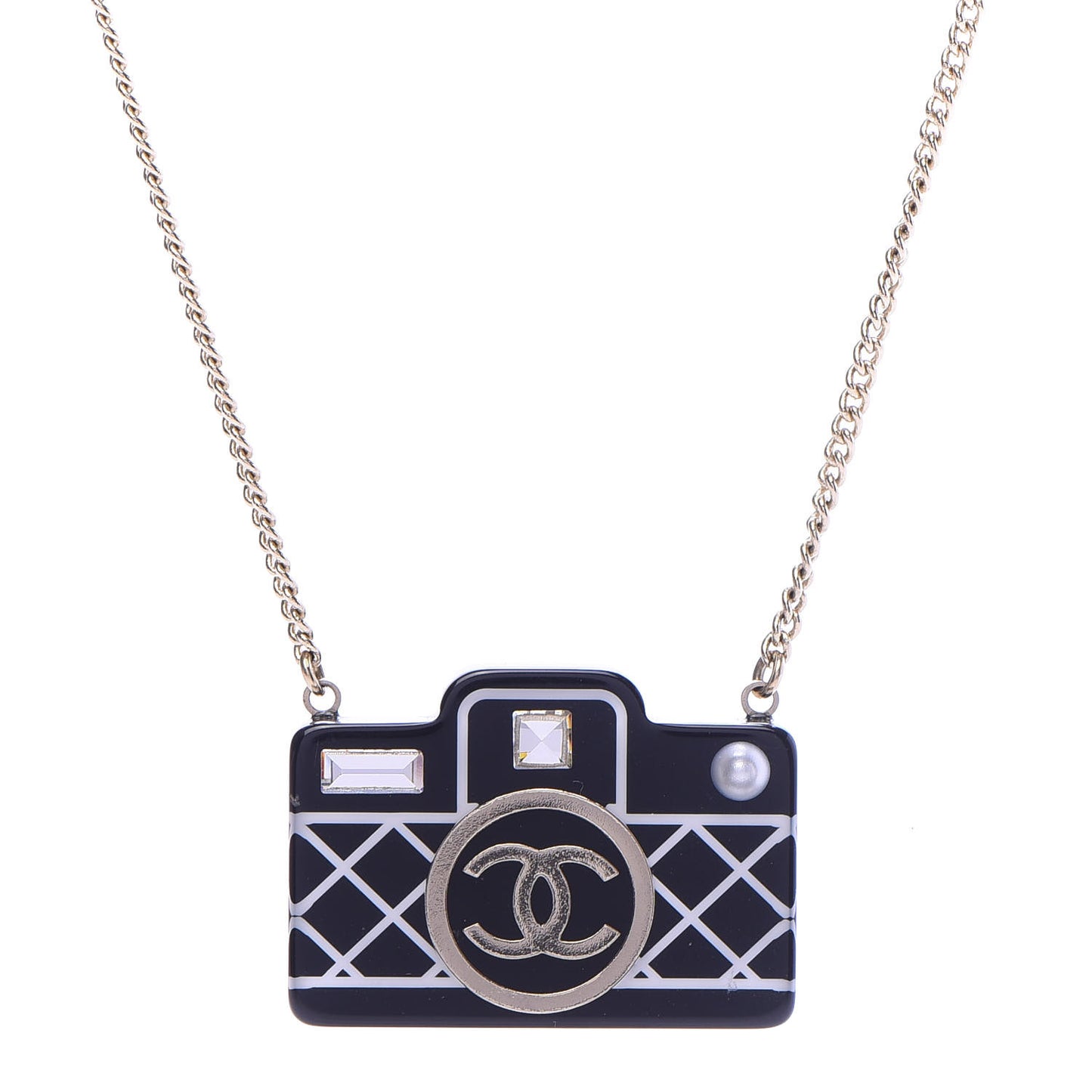 Resin Camera CC Necklace Black Gold