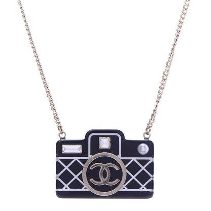 Chanel Resin Camera CC Necklace Black Gold 1 of 5