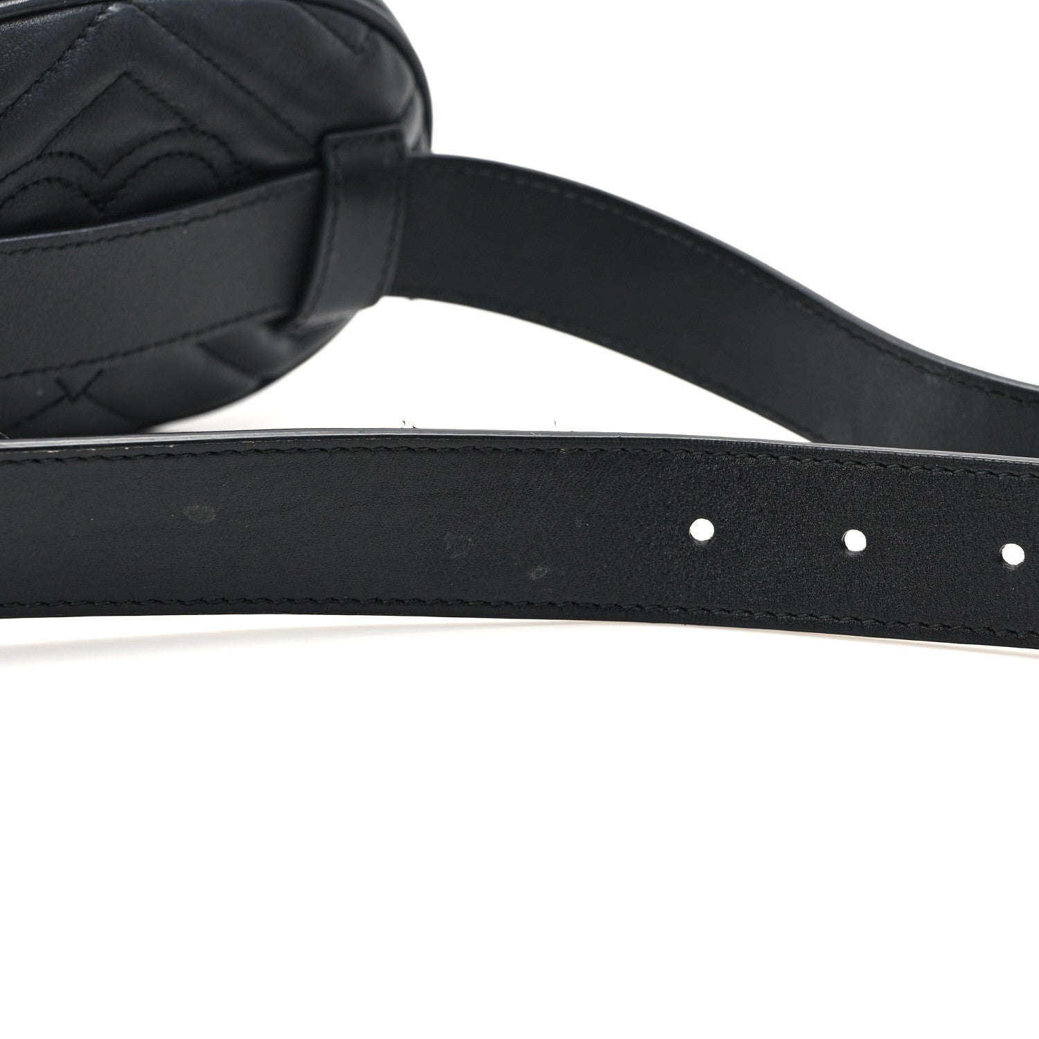 Gucci Calfskin Matelasse GG Marmont Belt Bag 85 34 Black 11 of 12