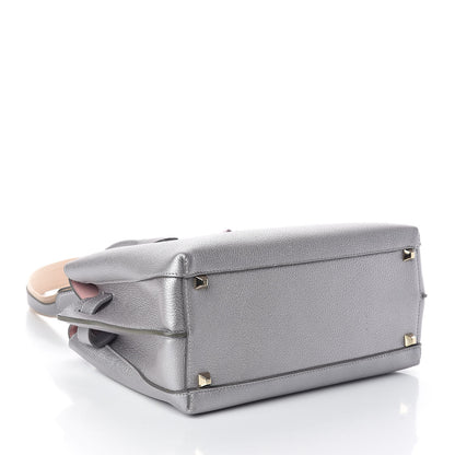 MCM Metallic Grained Calfskin Medium Milla Tote Spike Silver 4 of 10
