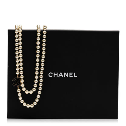 Chanel Pearl Beaded Resin CC Long Necklace Black Gold 6 of 6