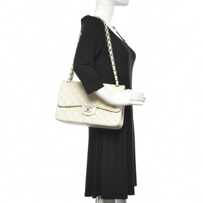 Chanel Pearly Caviar Quilted Jumbo Double Flap Dark White 2 of 9