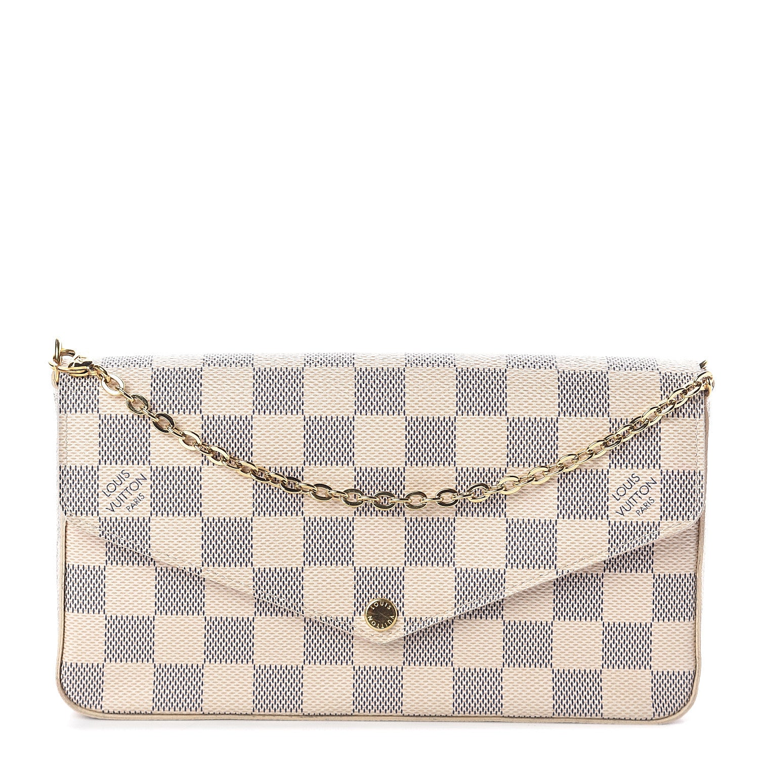 Louis Vuitton Damier Azur Pochette Felicie Chain Wallet Rose Ballerine 1 of 8
